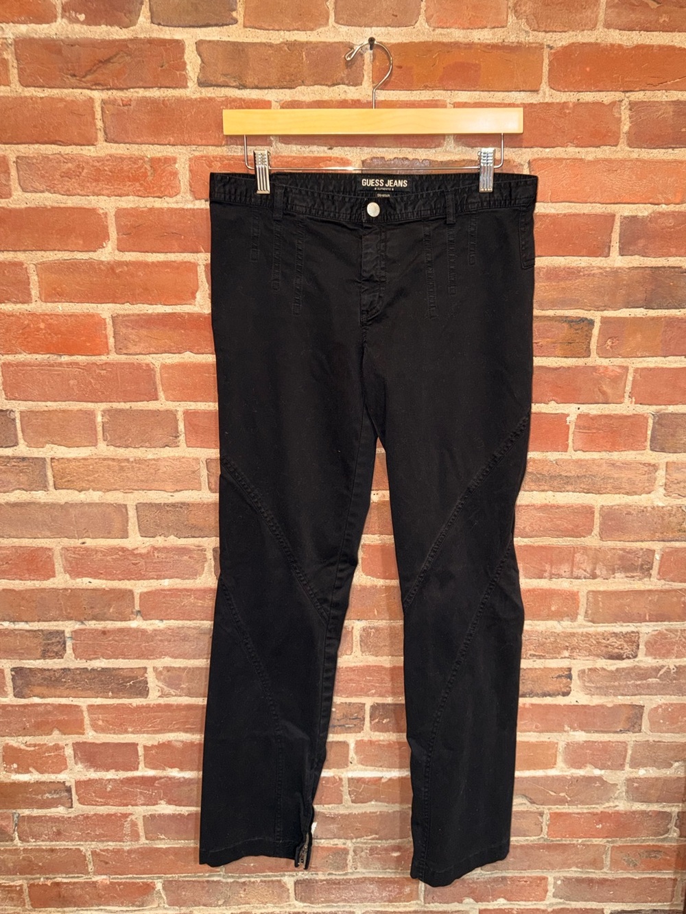 Guess Black Women's Denim Jeans Authentic Stretch Zipper Side Slim Straight
